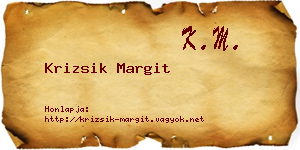 Krizsik Margit névjegykártya